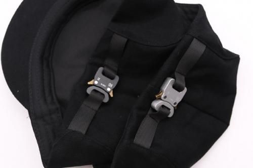 メタルバックル付 ハンチング ハット BLACK