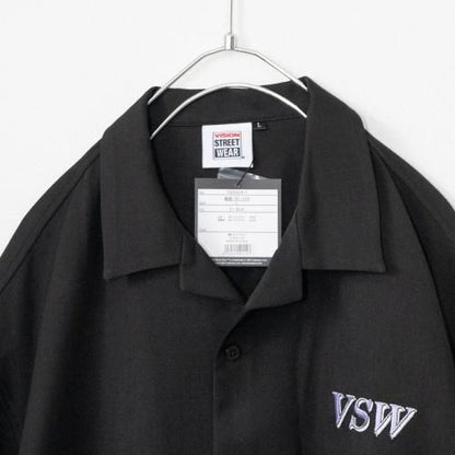 VISION STREET WEAR ロゴ刺繍開襟シャツ BLACK