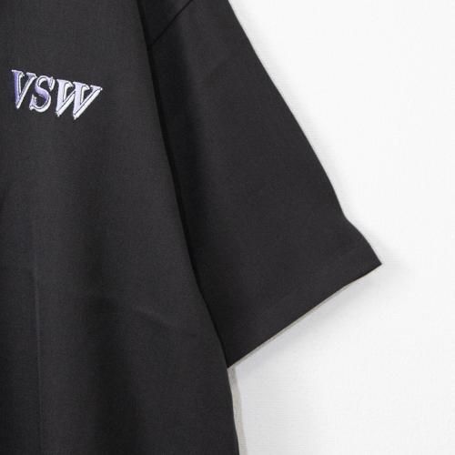 VISION STREET WEAR ロゴ刺繍開襟シャツ BLACK
