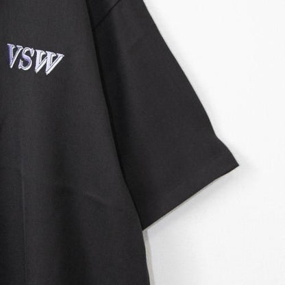 VISION STREET WEAR ロゴ刺繍開襟シャツ BLACK