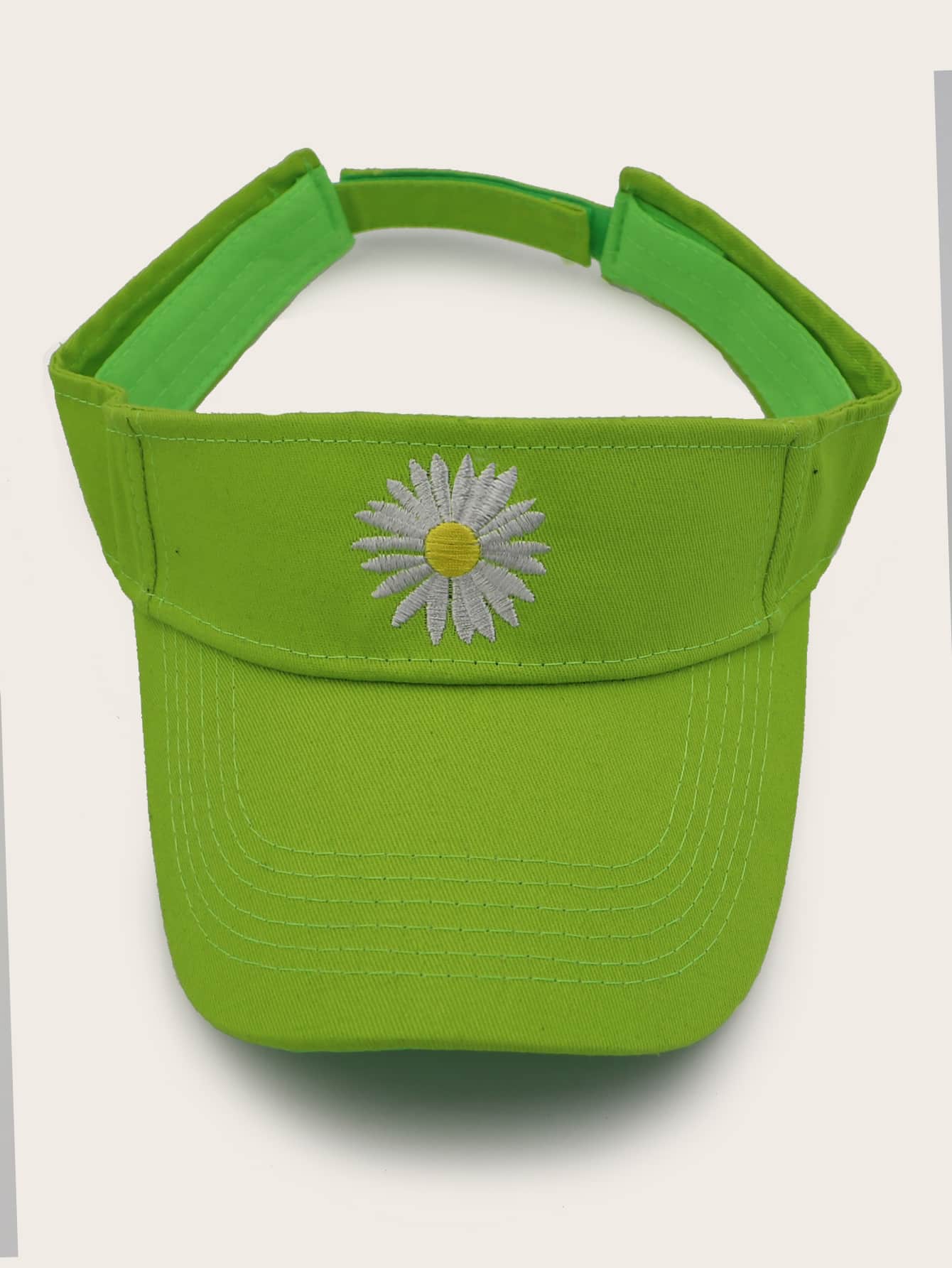 Daisy Embroidery Visor Hat GREEN Green