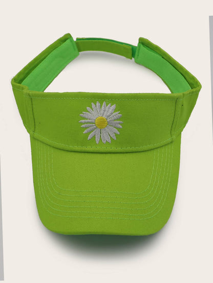 Daisy Embroidery Visor Hat GREEN Green