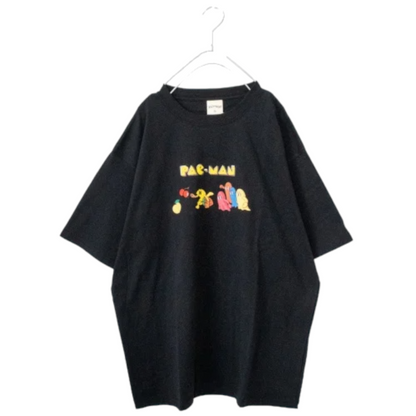 パックマン 公式 レトロキャラ プリント 半袖Tシャツ BLACK