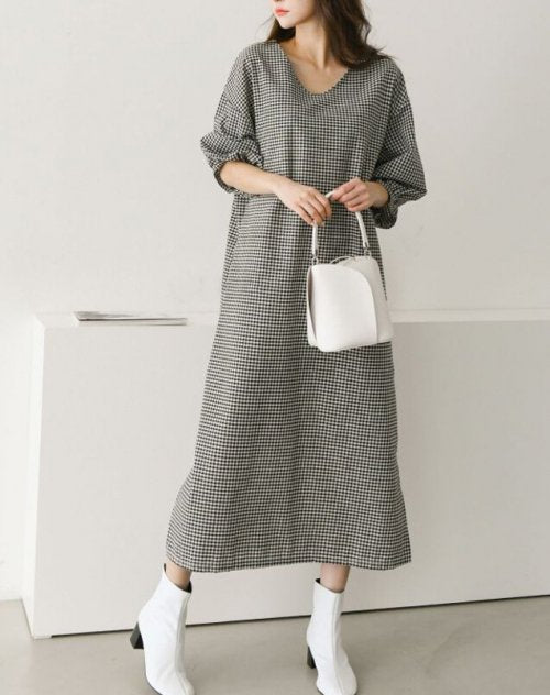 Gingham check All-over Dress Black - YOUAREMYPOISON
