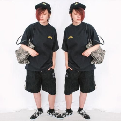 VISION STREET WEAR サテンワッペン 半袖Tシャツ BLACK