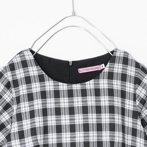 Glitters For Dinner Black & Grey Tartan Baby Doll ワンピース タータンチェック ワンピース BLACK
