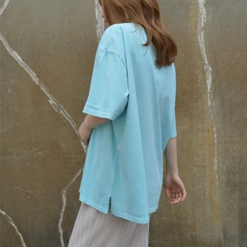 カレッジロゴプリント 半袖Tシャツ Mint Blue