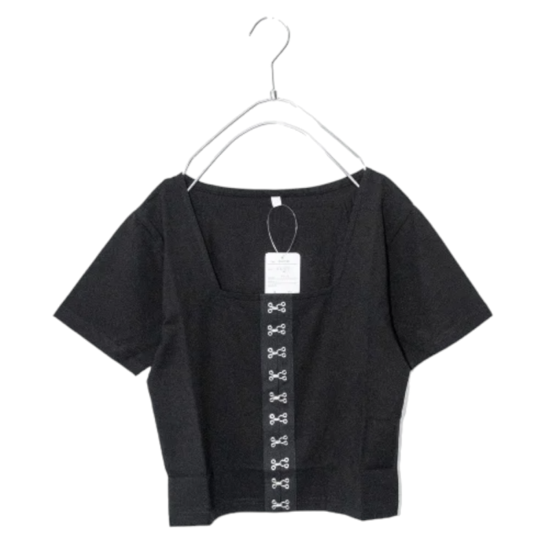 フロントホック 半袖Tシャツ BLACK