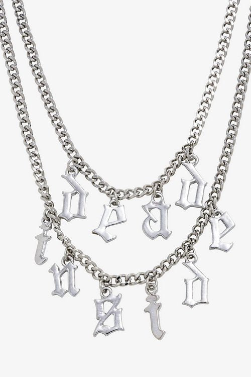 Dead Inside Logo Necklace Set (Silver) - YOUAREMYPOISON