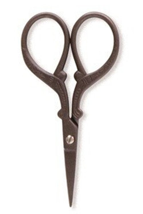 Embossed Design Mini Scissors Dark Brown