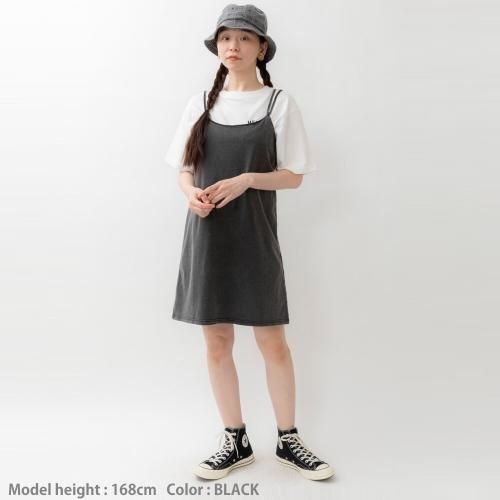 デニムキャミワンピース WストラップBLACK