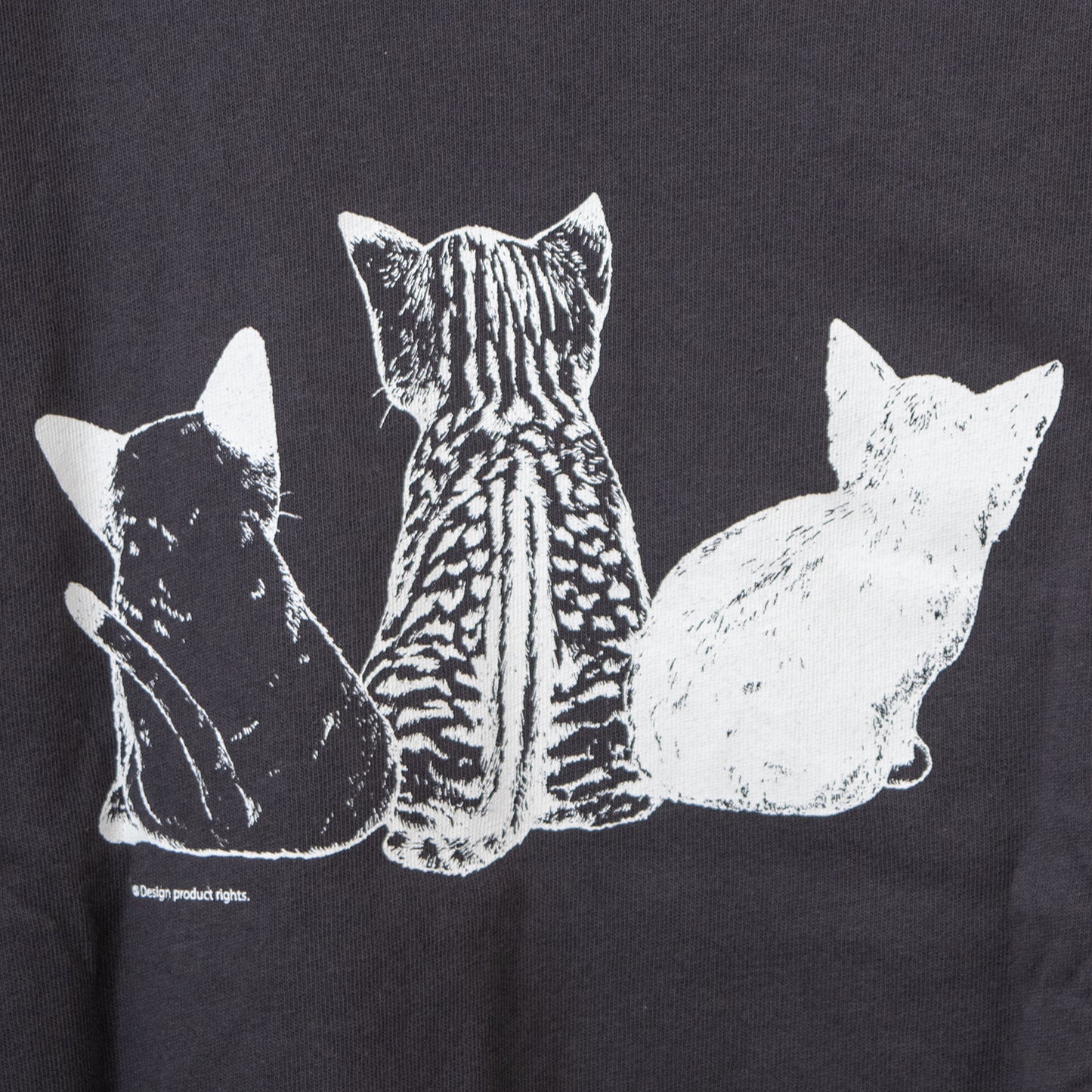 CAT print short sleeve T-shirt CHARCOAL