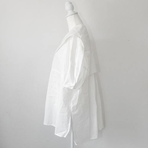 Brown&Street バックフラップ半袖シャツ WHITE