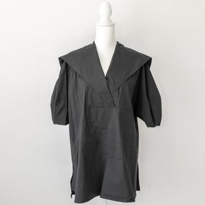 Brown&Street バックフラップ半袖シャツ BLACK