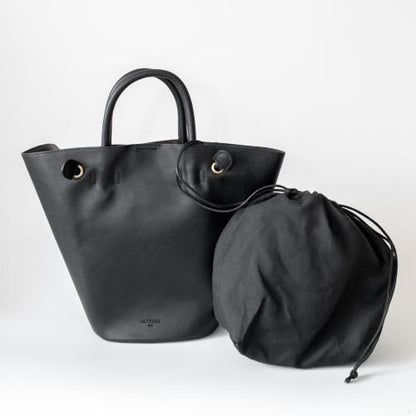 シンプル 巾着付 2WAY トートバッグ [バルゴ] BLACK
