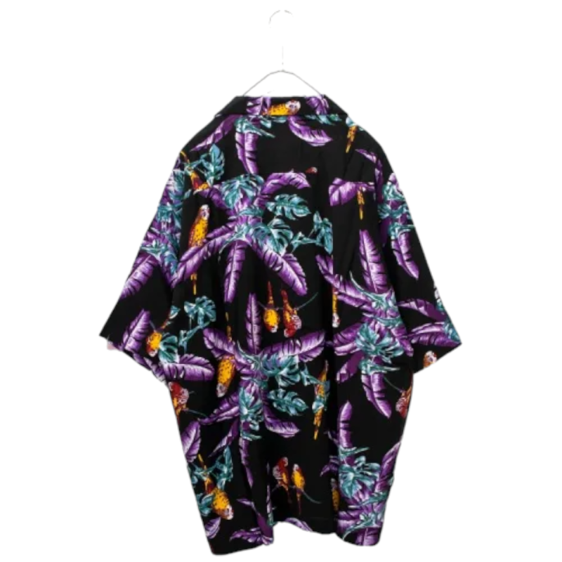 Open collar aloha shirt for men, PURPLE