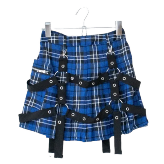 ACDC RAG Drip Heart Harness Mini Skirt (Blue) - YOUAREMYPOISON