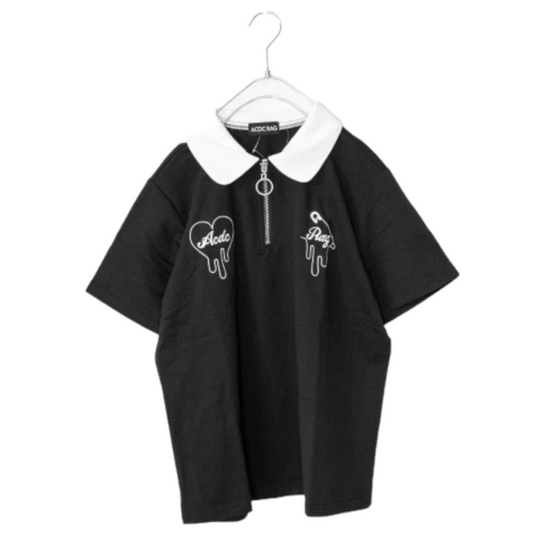 ACDC RAG Drip Heart Zipper S/S T-shirt Black - YOUAREMYPOISON