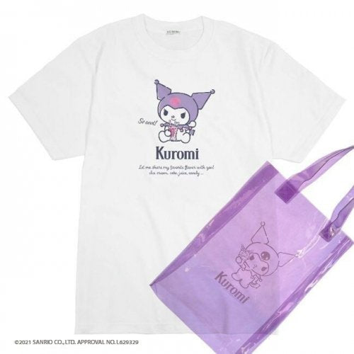 Kuromi Short Sleeve T-Shirt with PVC Bag WHITE