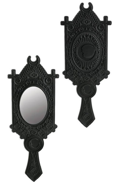 Restyle Fortune Teller Mirror with Crescent and zodiac signs Black - YOUAREMYPOISON