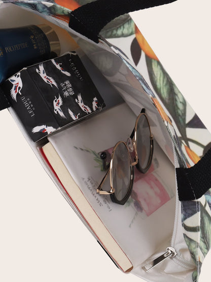 Fruit print tote bag WHITE