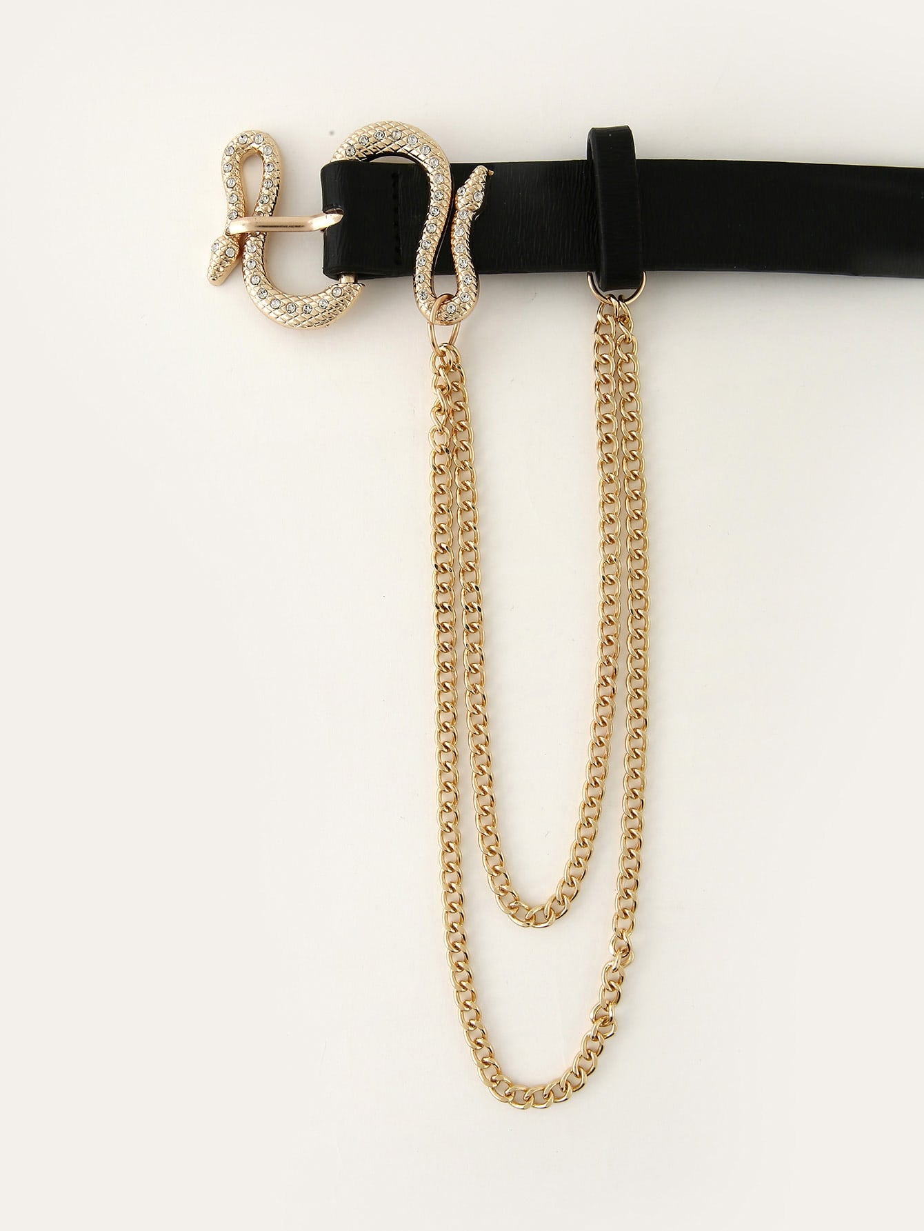 Rhinestone snake chain belt BLACK