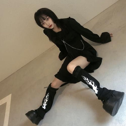 ベルト付き ファイヤー レッグカバー BLACK