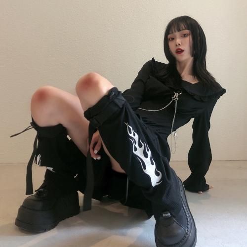ベルト付き ファイヤー レッグカバー BLACK