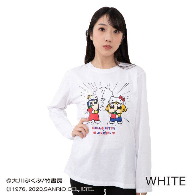 サンリオ×ポプテピピック キティちゃん ロンT WHITE