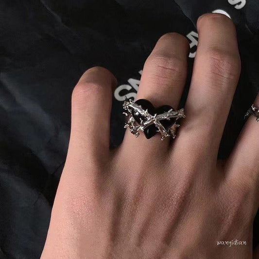 Barbed Wire Heart Ring BLACK MP_S