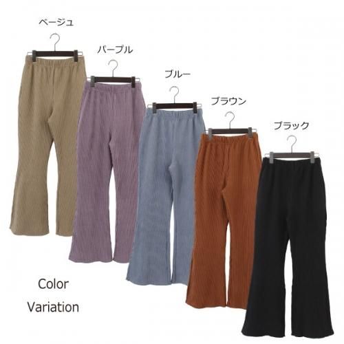 ダブルフェイス ミニプリーツ セミフレアパンツ30163 BLACK