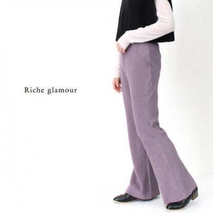 ダブルフェイス ミニプリーツ セミフレアパンツ30163 BLUE