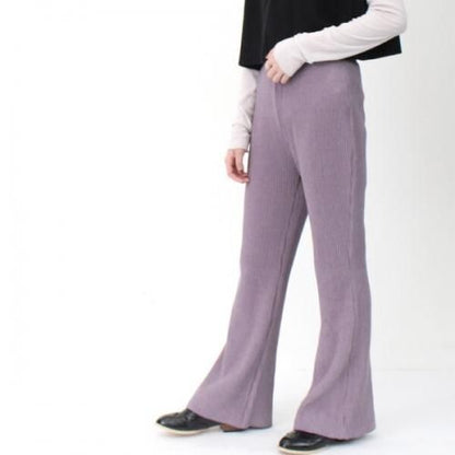 ダブルフェイス ミニプリーツ セミフレアパンツ30163 PURPLE