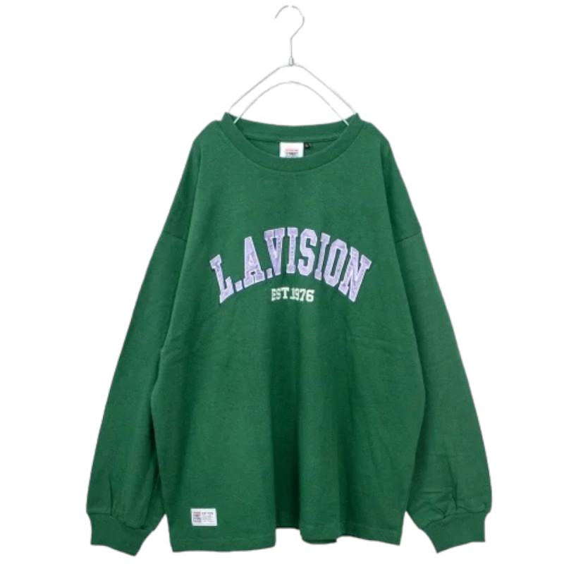 VISION STREET WEAR ヘビーウェイトサテンワッペントレーナー GREEN グリーン 緑