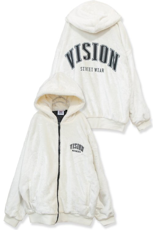 VISION STREET WEAR Patch Fur Blouson Jacket WHITE