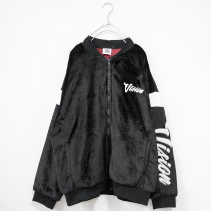 VISION STREET WEAR Patch Sleeve Faux Fur Jacket - YOU ARE MY POISON