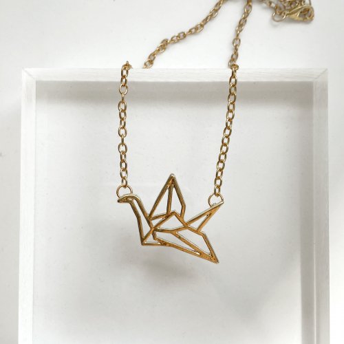 Origami Tsuru Crane Line Necklace - YOUAREMYPOISON