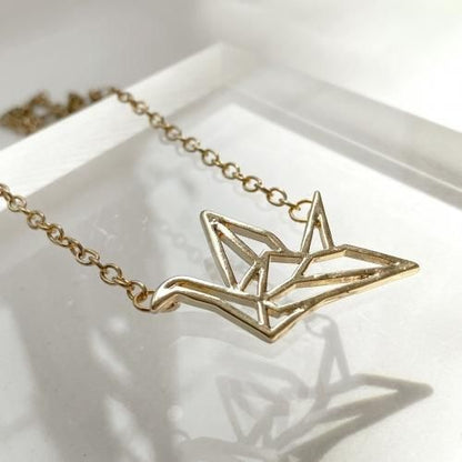【会員限定0円】折り鶴 ラインネックレス GOLD