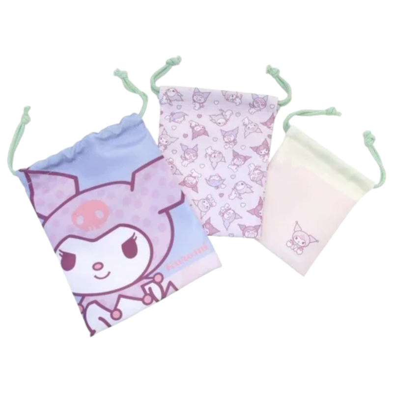 Sanrio Kuromi 3-piece Drawstring Bag Set