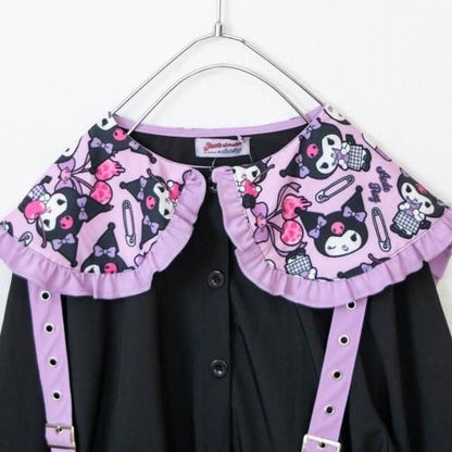 ACDC RAG x サンリオ クロミ 総柄 ハーネス付き 長袖ブラウス BLACK