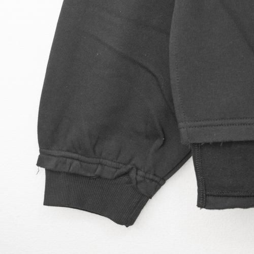 裏起毛 カットオフ プルオーバー パーカー フーディ BLACK