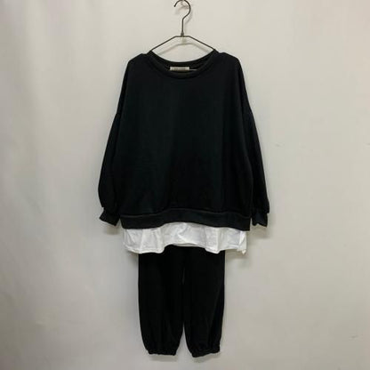 ミニ裏毛レイヤード風スウェット セットアップ BLACK