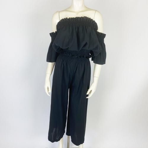 オフショル トップス ＆ パンツ セットアップ BLACK