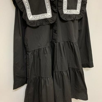 ビッグフリルカラー ティアードミニワンピース BLACK