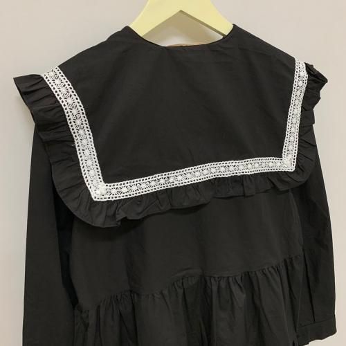 ビッグフリルカラー ティアードミニワンピース BLACK