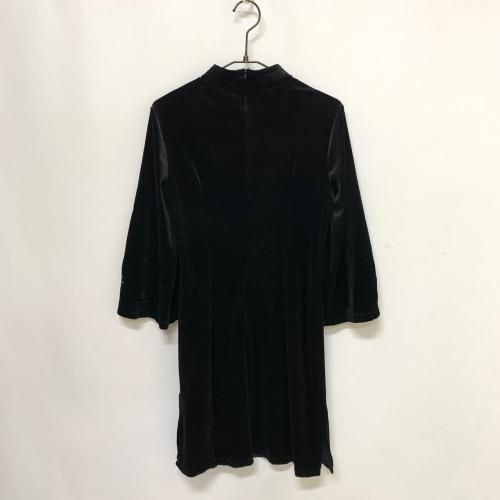 ベロア素材袖刺繍チャイナミニタイトワンピース BLACK