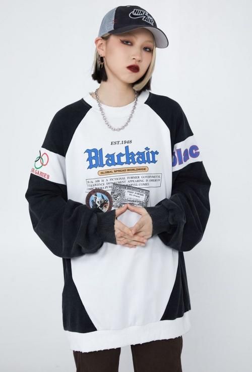 MADE EXTREME BLACK AIR バイカラースポーティ ダメージデザイン ロンT Black/White