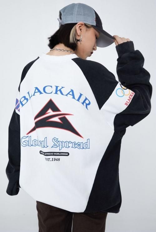 MADE EXTREME BLACK AIR バイカラースポーティ ダメージデザイン ロンT Black/White