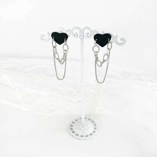 フラットハートチェーン ピアス