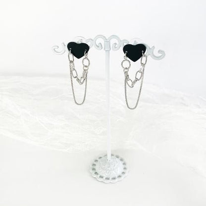 フラットハートチェーン ピアス